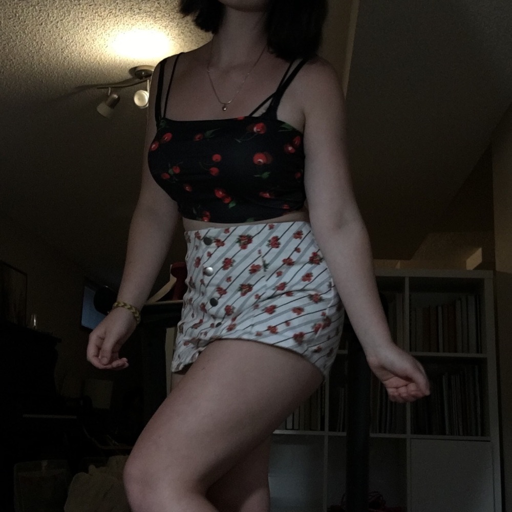 Striped Floral Skort